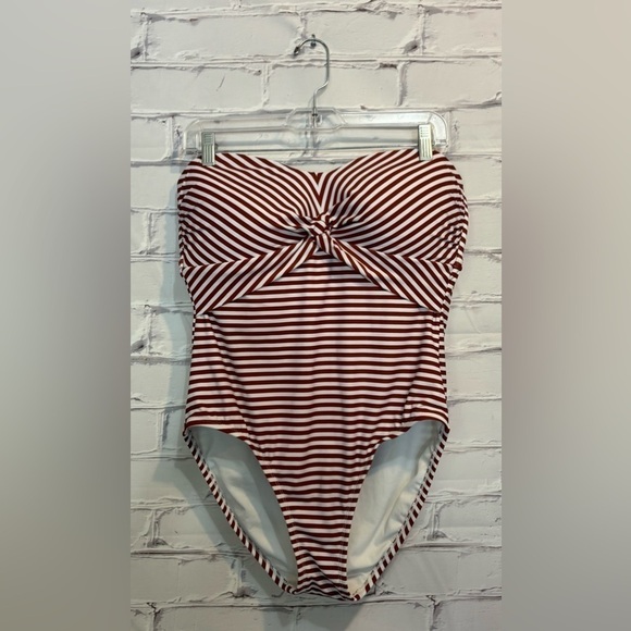 Kona Sol Women's Twist Bandeau Coverage One Piece Swimsuit Red-Size Large - Picture 3 of 4